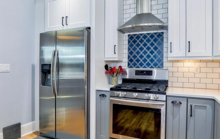 Built-in refrigerator in a fitted kitchen